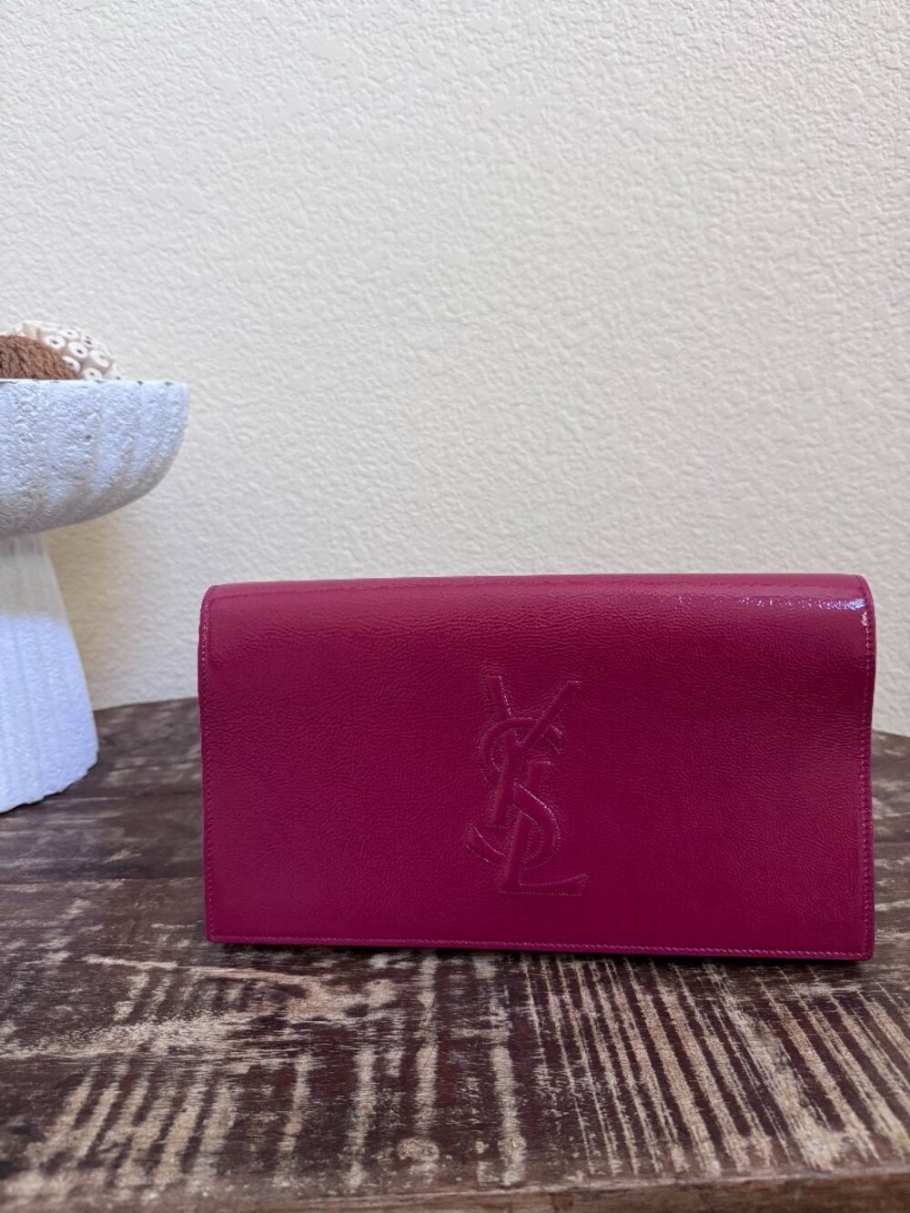 YSL Saint Laurent Pink Leather Clutch Wallet + COA